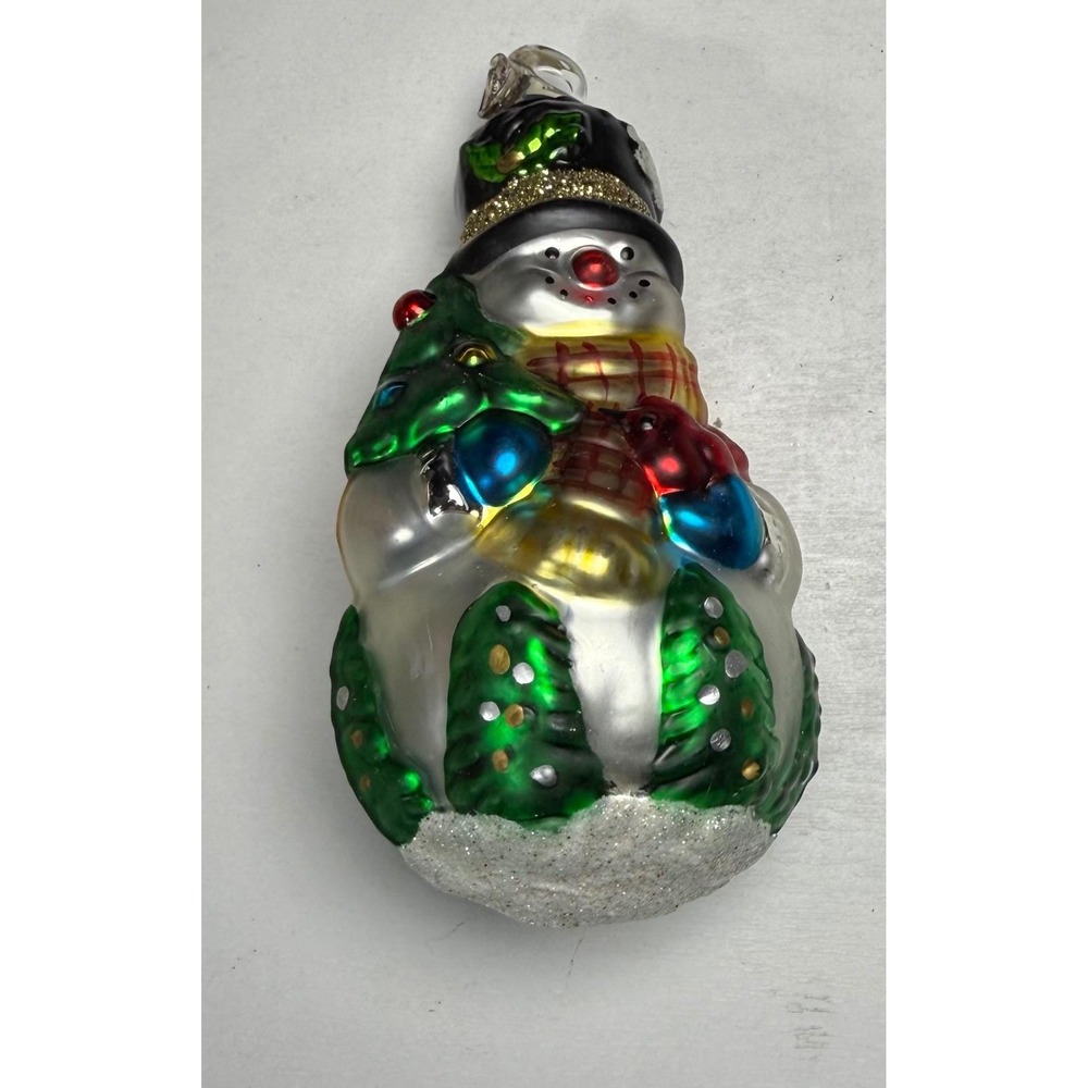 House Of Lloyd Simmering Heirlooms Blown Glass Christmas Snowman Ornament